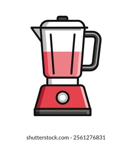 Kitchen Blender Vector Illustration - Modern Appliance with Red Base and Handle for Food Preparation