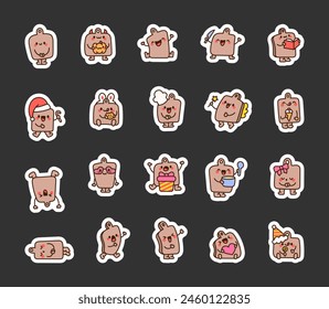 Kitchen board character. Sticker Bookmark. Cute cartoon kitchenware. Hand drawn style. Vector drawing. Collection of design elements.