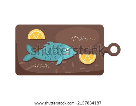 kitchen board with fish seafood