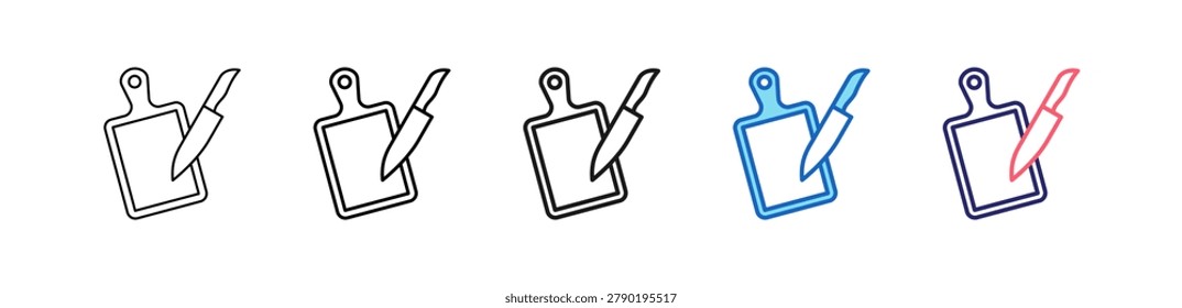 Kitchen Board Icon In 5 Different Styles Set Collection.