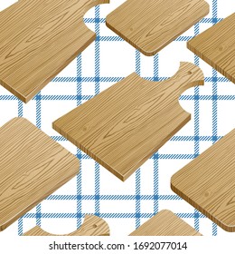 Kitchen Board on the table. Seamless background. Vector illustration.