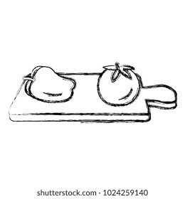 kitchen board with pepper and tomato