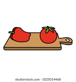 kitchen board with pepper and tomato