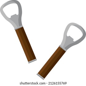 Kitchen bottle opener, illustration, vector on a white background.