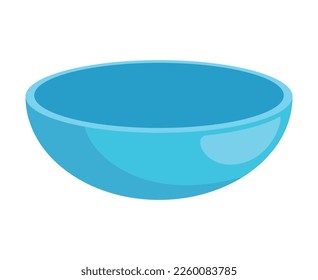 Kitchen bowl blue color isolated on white background, vector icon.