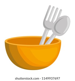 kitchen bowl with cutleries
