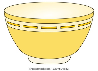 A kitchen bowl with different shades of yellow, lined with yellow rectangles all around