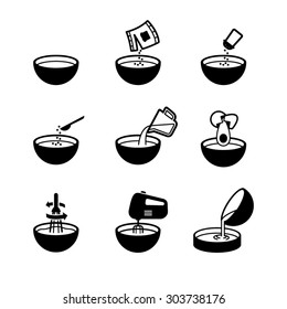 Kitchen bowl icon set