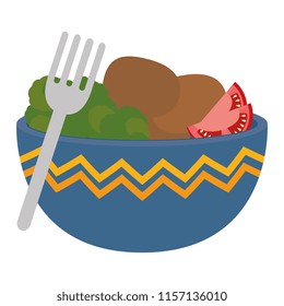 kitchen bowl with lettuce and potatoes