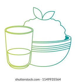 kitchen bowl with mashed potatoes and water glass