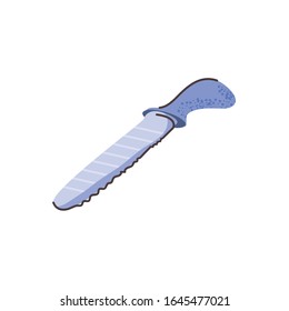 Küchen-Brotmesser-Symbol auf weißem Hintergrund, flaches und buntes Design, Vektorillustration