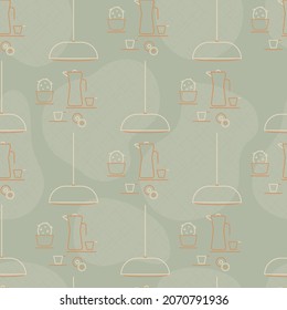 Kitchen Breakfast Coffee Vintage Style Seamless Pattern for Textile.