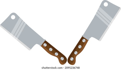 Kitchen butcher knife, illustration, vector on a white background.