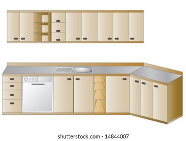 Kitchen cabinet with the cornet style