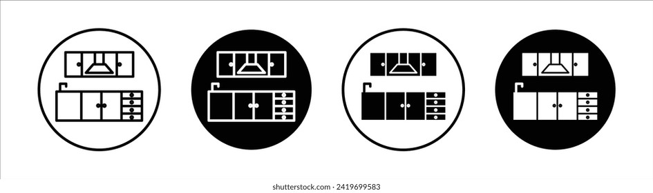 Kitchen cabinet flat line icon set. Kitchen cabinet Thin line illustration vector