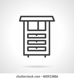 Kitchen cabinet. Functional furniture for home. Simple black line vector icon. Single element for web design, mobile app.