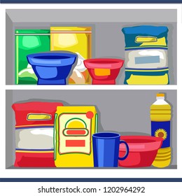 kitchen cabinet with household items