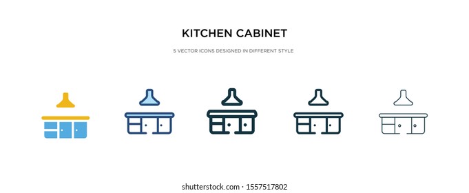 kitchen cabinet icon in different style vector illustration. two colored and black kitchen cabinet vector icons designed in filled, outline, line and stroke style can be used for web, mobile, ui