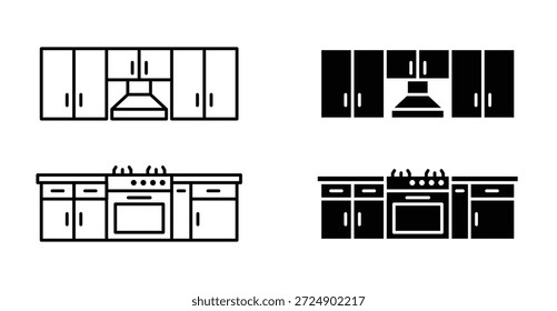 Projeto gráfico ícone do armário da cozinha. Ilustrações de ícone de vetor