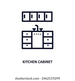 kitchen cabinet icon. Thin line kitchen cabinet icon from kitchen collection. Outline vector isolated on white background. Editable kitchen cabinet symbol can be used web and mobile