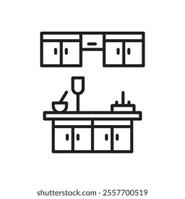 Kitchen cabinet icon Thin line art collection