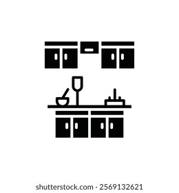 Kitchen cabinet icon Vector flat thin line illustration