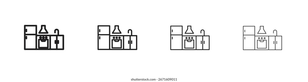 Kitchen cabinet icon vector illustration, line design icon. Editable strokes.