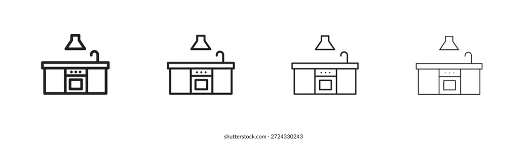Ícones de armário de cozinha para conceito móvel e web design cor editável