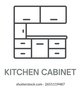 kitchen cabinet Line Icon, Outline Symbol Illustration, Editable Stroke perfect for logos and more