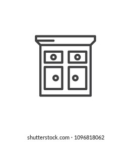 Kitchen Cabinet outline icon. linear style sign for mobile concept and web design. chest of drawers simple line vector icon. Symbol, logo illustration. Pixel perfect vector graphics