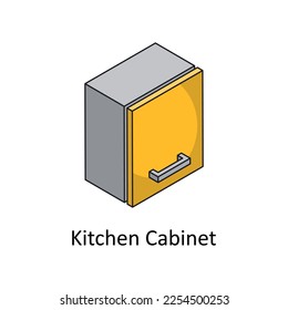 Kitchen Cabinet Vector Isometric Filled Outline icon for your digital or print projects.