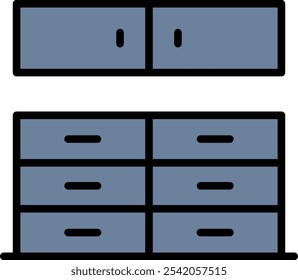 Kitchen Cabinet Vector Line Filled Icon Design