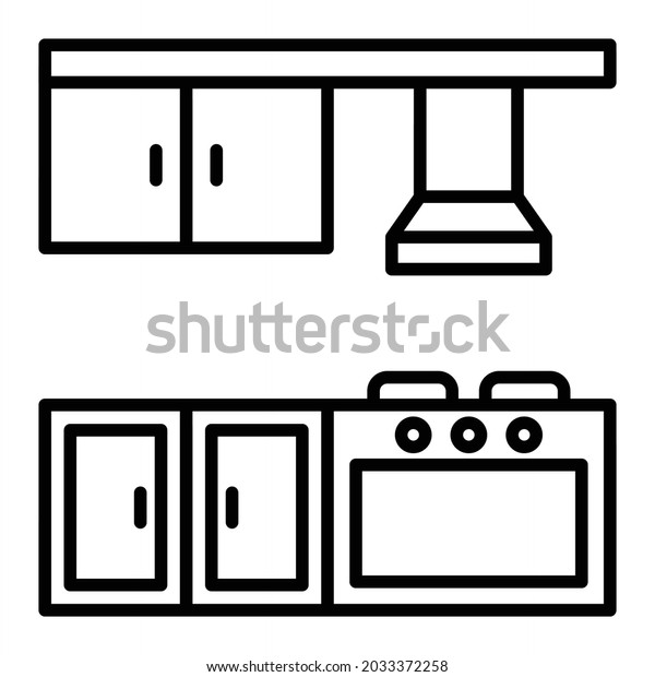 Kitchen Vector Outline Icon Isolated Stock Vector (Royalty Free) 2033372258 Shutterstock