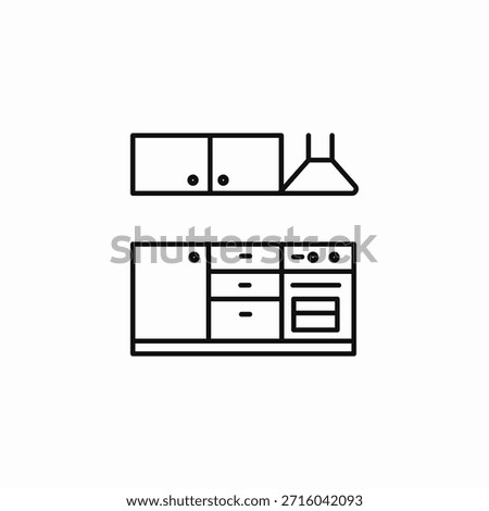 kitchen cabinets appliances icon sign vector