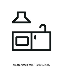 Kitchen cabinets isolated icon, kitchen furniture vector icon with editable stroke