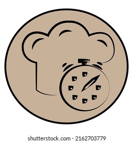 Kitchen cap and clock symbol icon, logo illustration