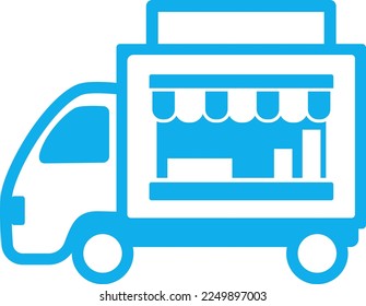 Kitchen car simple blue illustration