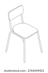 Kitchen chair - hand drawn isometric black and white vector illustration.