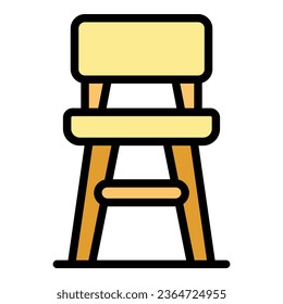 Kitchen chair icon outline vector. Bar stool. High seat color flat
