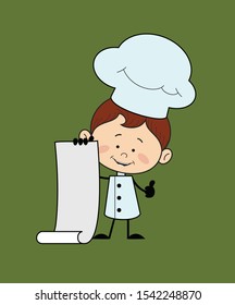 Kitchen Character Chef - Holding a Paper Scroll and Showing Thumbs Up