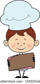 Kitchen Character Chef - Holding a Paper Banner