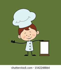 Kitchen Character Chef - Standing with a Blank Board