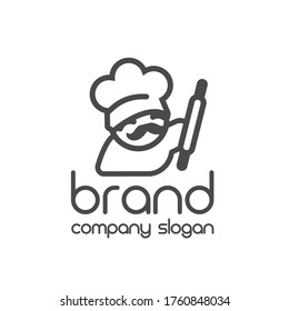 Kitchen Chef Design Logo template. Hat,fork. isolated logotype icon for Food, cooking, restaurant