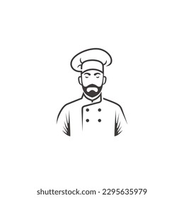 Kitchen Chef Hat cartoon with mustache for Restaurant Bakery Bake Shop logo design inspiration
