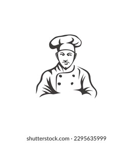 Kitchen Chef Hat cartoon with mustache for Restaurant Bakery Bake Shop logo design inspiration