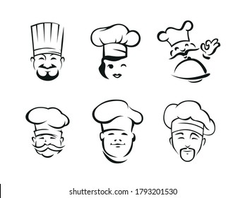 Kitchen Chef icon cartoon Vector illustration. Bakery symbol. cooking sign, emblem isolated on white background, line art drawing style for graphic and web design, restaurant logo.
