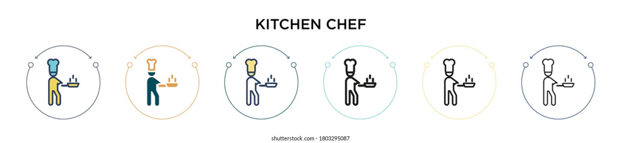 Kitchen chef icon in filled, thin line, outline and stroke style. Vector illustration of two colored and black kitchen chef vector icons designs can be used for mobile, ui, web