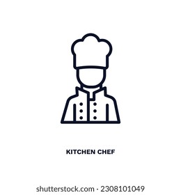 ícono del chef de cocina. Icono de chef de cocina de línea delgada de los humanos y colección de comportamiento. Vector de contorno aislado en fondo blanco. El símbolo de cocinero de cocina editable puede ser usado web y móvil