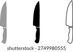Kitchen Chef Knife Icon Set Flat Design