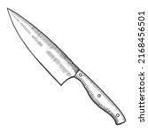 kitchen chef knife isolated doodle hand drawn sketch with outline style